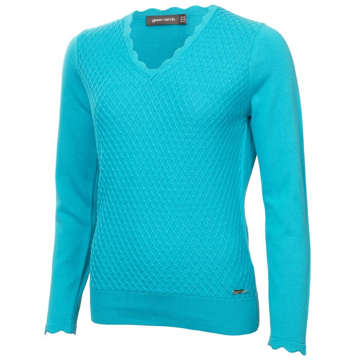 Oonagh Trellis Vee Neck Sweater | Green Lamb